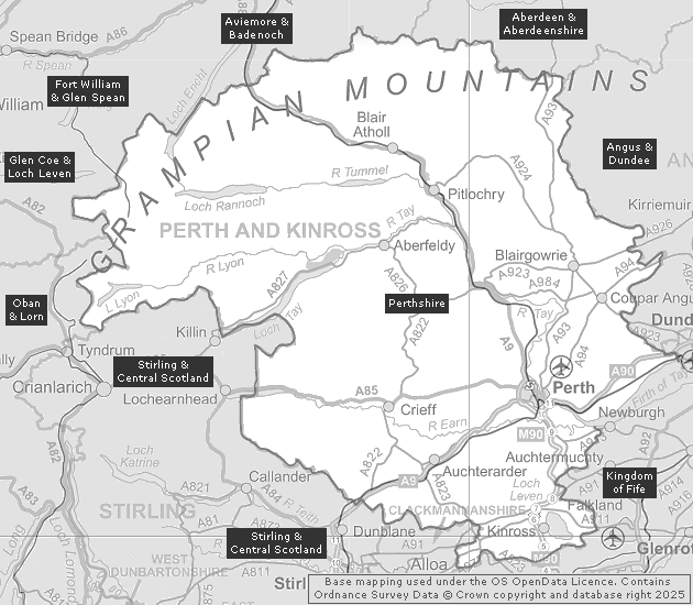 Perthshire, Showing Main Settlements & Connecting Areas