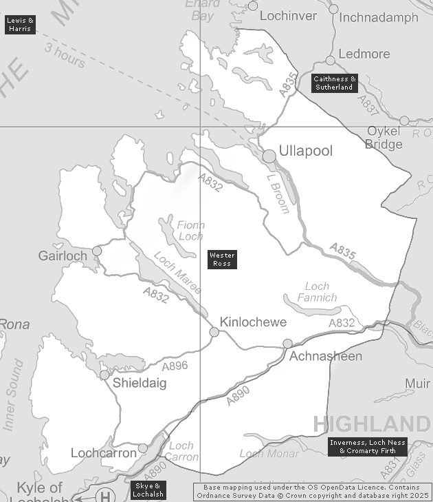 Wester Ross, Showing Main Settlements & Connecting Areas