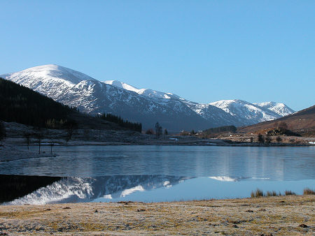 Toll Creagach & the South Mullardoch Mountains Over a Frozen Loch Carrie