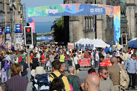 Looking Down the Royal Mile During the Fringe