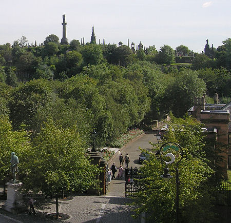 Glasgow Necropolis from the West, with the Main Entrance Gates and the Bridge of Sighs in the Foreground