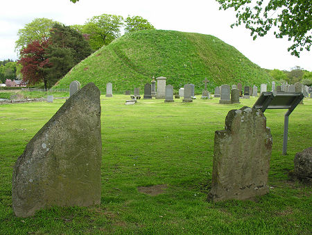 The Bass of Inverurie with Two if the Pictish Stones in the Foregound