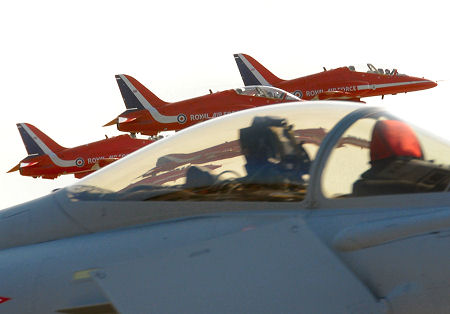 The Red Arrows Taking Off, And a 1 Squadron Eurofighter Typhoon