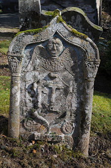 1791 Gravestone of James Tasker, Showing Blacksmith's Tools