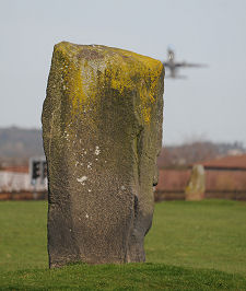 Stone B, Stone A and Aircraft Taking Off from Edinburgh Airport