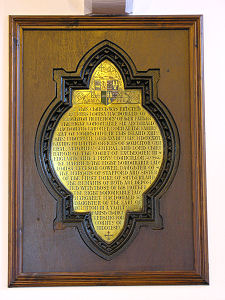 Commemorative Plaque, North Wall