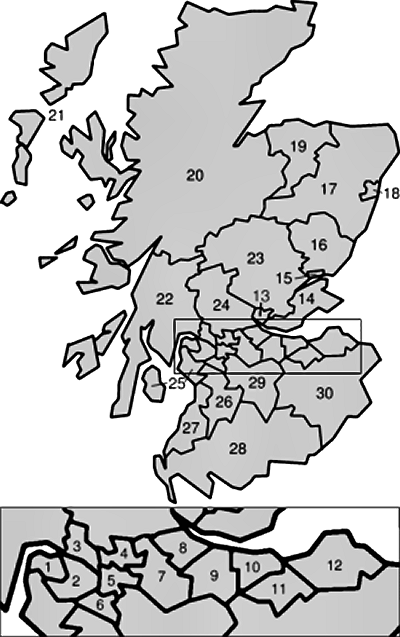 Map Showing Council Areas Since 1996