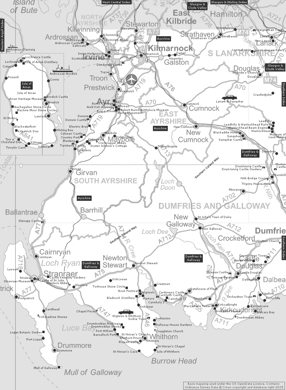South-Western Index Clickable Map