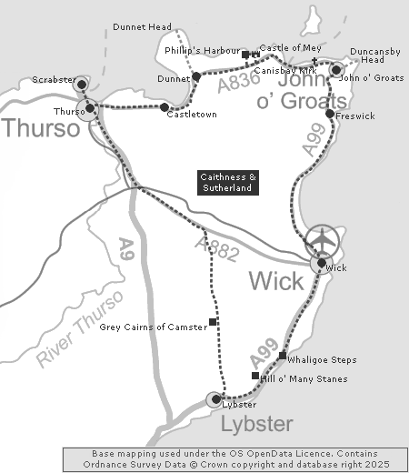 Clickable Map of the Caithness Tour