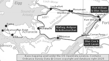 Clickable Map of theFort William & Ardnamurchan Tour
